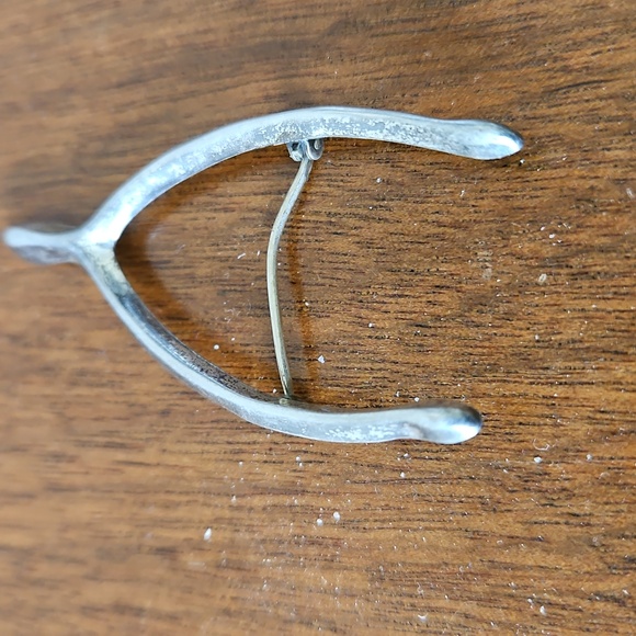 Vintage Sterling Wishbone Brooch 2.25" - Picture 10 of 11